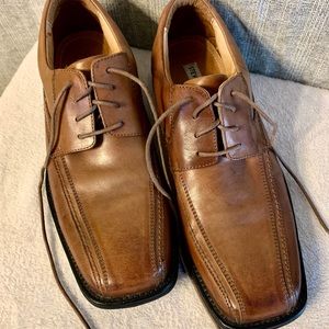 STEVE MADDEN Mens Leather Oxford Dress Shoes Tan